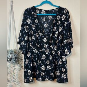 Torrid 2 Black Floral Blouse